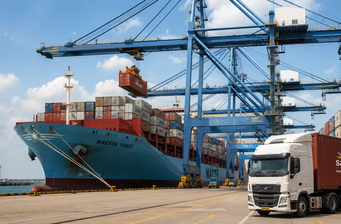 Container vessel at port